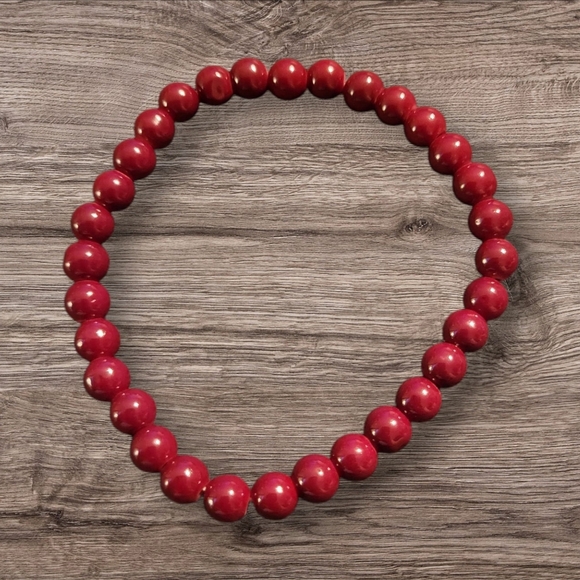 🩷3 for $15: Set of 2 Stretchy Bead Bracelets, Red & Gold, Elephant Charm, NWOT - Picture 4 of 4